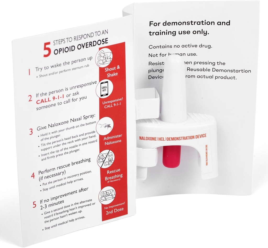 Naloxone Nasal Spray 용 교육 장치 | Opioid Overdose 용 응급 처치 교육 사용 | 재사용 가능 | 두 개의 Nasal 스프레이 교육 장치 및 지침 (패키지 2) 포함 | 제약 없음