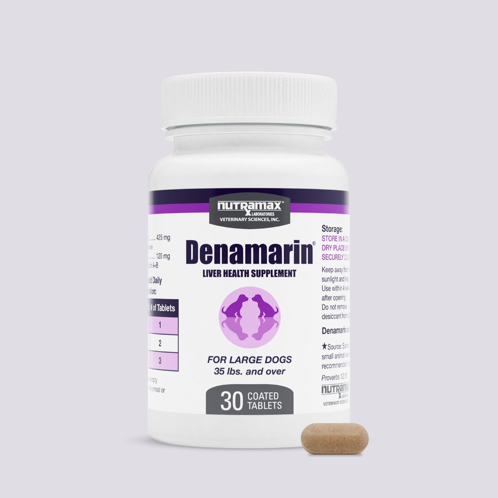 Nutramax Laboratories Denamarin Liver 건강 보충 대형 개 - S-Adenosylmethionine (SAMe) 및 Silybin, 30 정제 (팩 1)