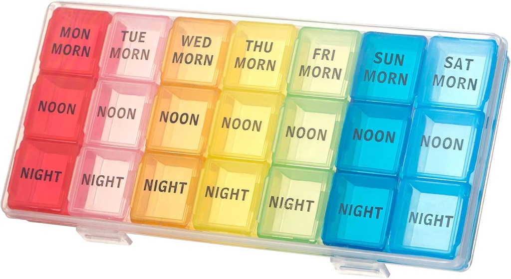 kiniza Small Weekly Pill 주최자, Open Design Holder Compartments Moisture-Proof Portable Friendly Case for Supplements, 비타민, 약물 치료