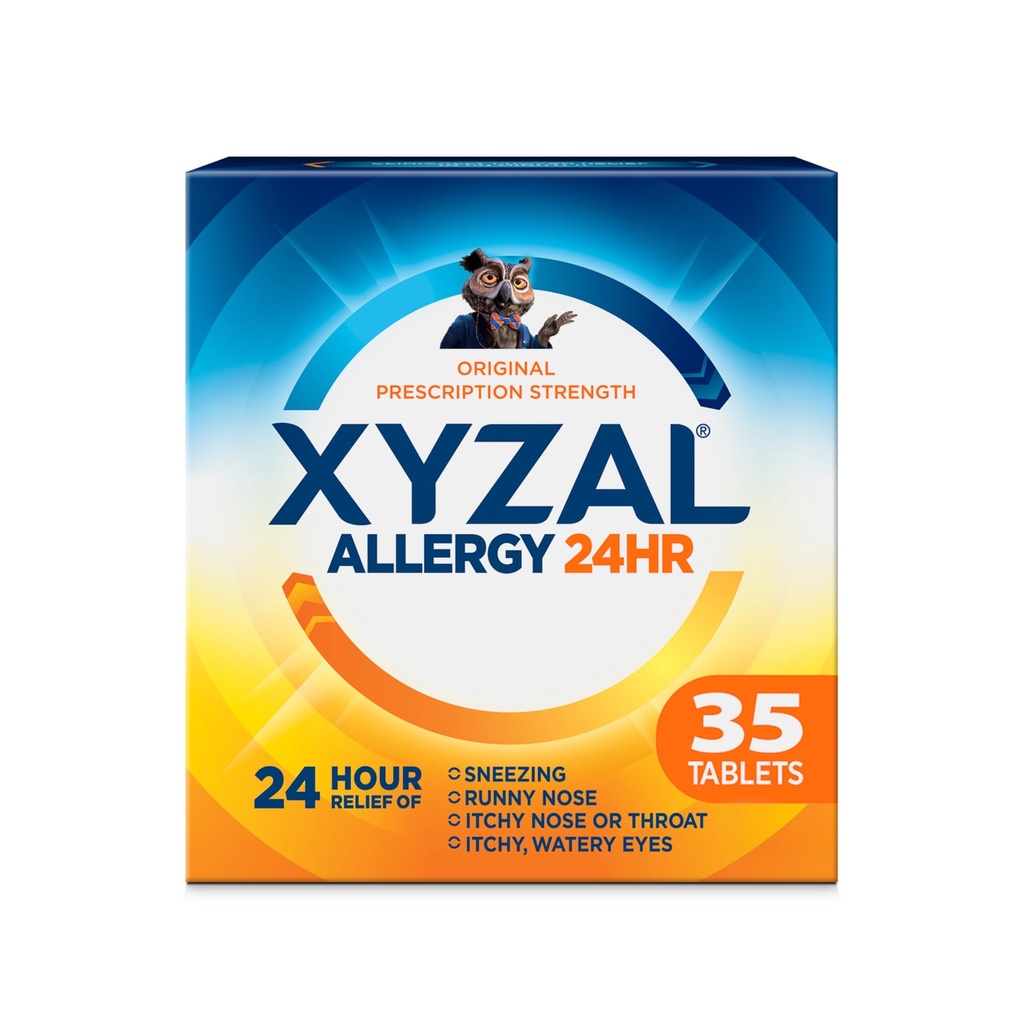 Xyzal 24 시간 알레르기 완화 약, 본래 처방전 힘 Antihistamine, Levocetirizine Dihydrochloride 정제, 5 mg, 35 조사