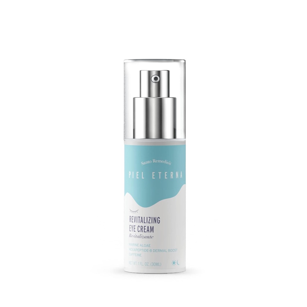 Santo Remedio, Piel Eterna, Revitalizing Eye Cream, Illuminating Eye Cream, Dark Circles, Contains Marina Algae, Caffeine, Aloe, Hyaluronic Acid, 비타민 E, 모든 피부 유형, 1 Fl. Oz.