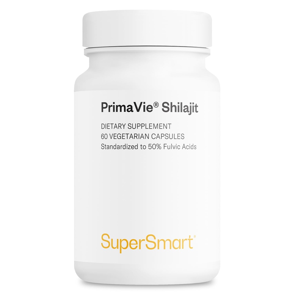 Supersmart - 하루 당 슈퍼 Shilajit 500mg (고전도) - PrimaVie Shilajit 보충 - Himalayan, 순화 및 유기 Shilajit | Non-GMO 및 글루텐 무료 - 60 채식 캡슐