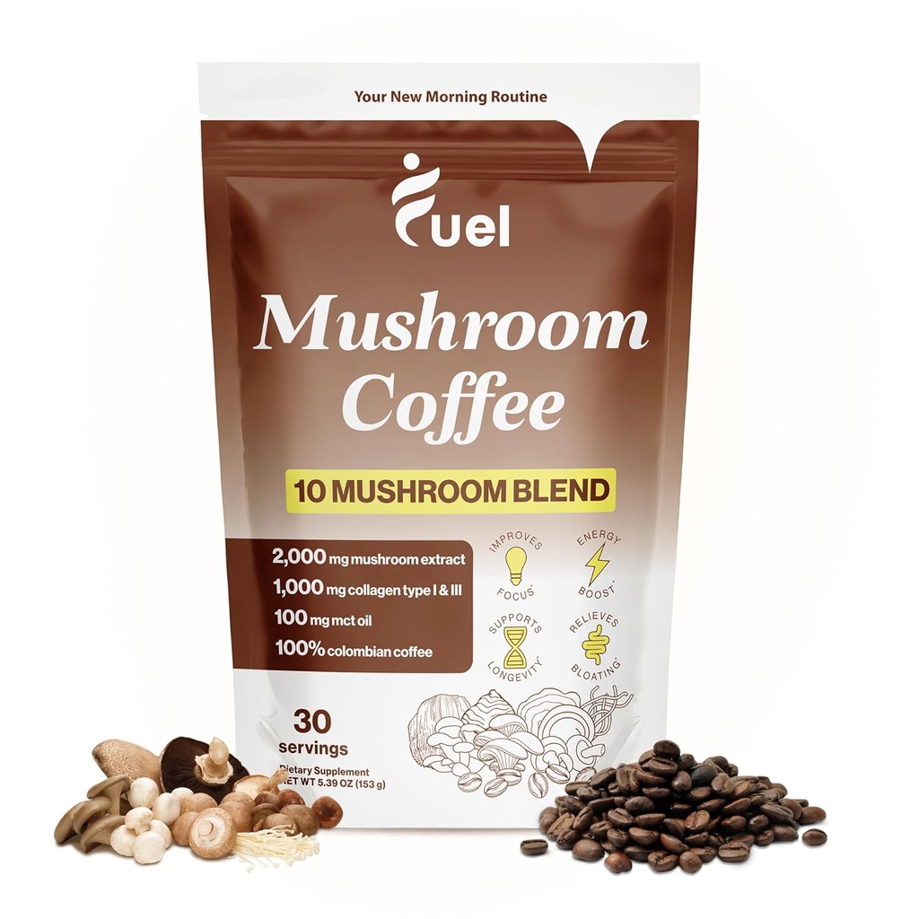 연료 뇌 부스트 버섯 커피 영양, Gut 건강을 위한 유기 혼합, 사자의 Mane 분말, Chaga & 버섯 분말 낮은 카페인 인스턴트 커피, Nootropics 음료, 30의 서빙