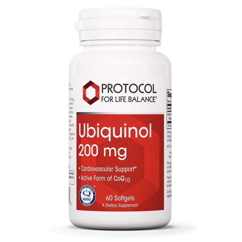 생명 균형 Ubiquinol 200mg - Bioavailable CoQ10 Softgels - 심장 건강 지원 - 산화 스트레스 Quencher - Soy Free & Dairy Free - 60 Softgels