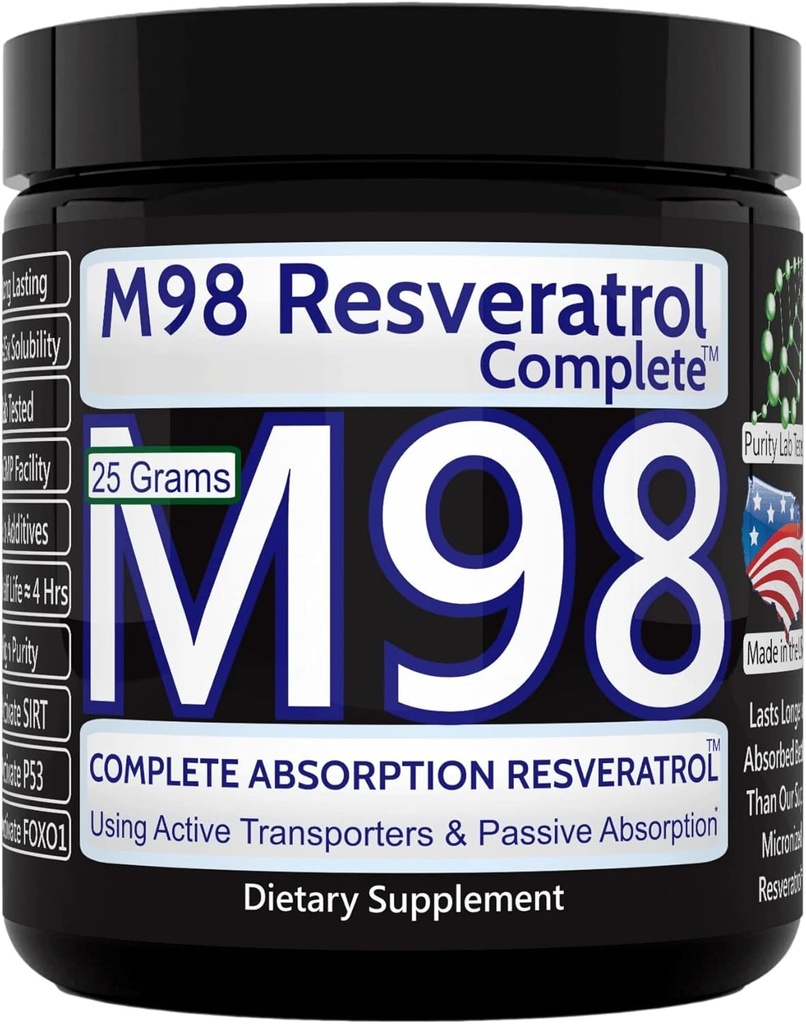 M98 Resveratrol 완전한 (M98-RC) - 최고 Micronized 보다는 더 나은 - 순수한 분말 - 25 그램