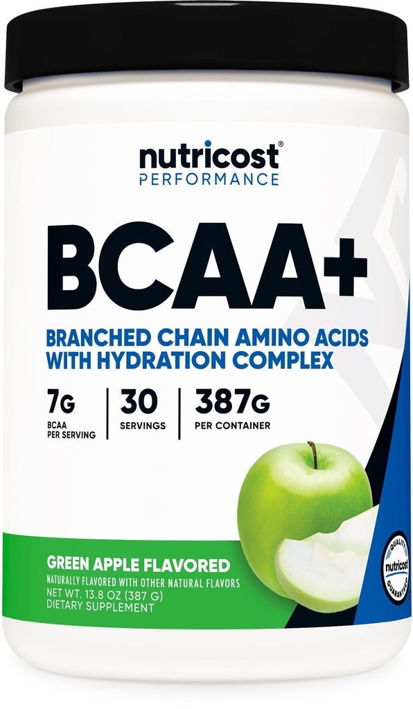 Nutricost BCAA + Hydration 분말 (녹색 애플) 30 서빙 - Hydration Complex를 가진 분지 사슬 아미노산 - 글루텐 자유로운, 비 GMO