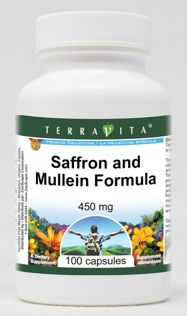 Saffron 및 Mullein 공식 - 450 mg (100 캡슐, ZIN : 513981) - 3 팩