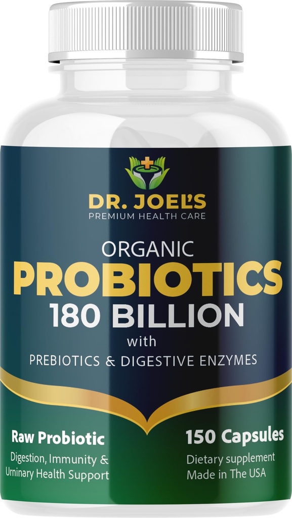 유기농 프로바이오틱스 180 억 CFU - 40 Strains Vegan Probiotics + Prebiotics + Digestive Enzymes - Gut & Immune Health - 100 % 순수, 최대 효능 및 선반 안정 - 미국에서 만든