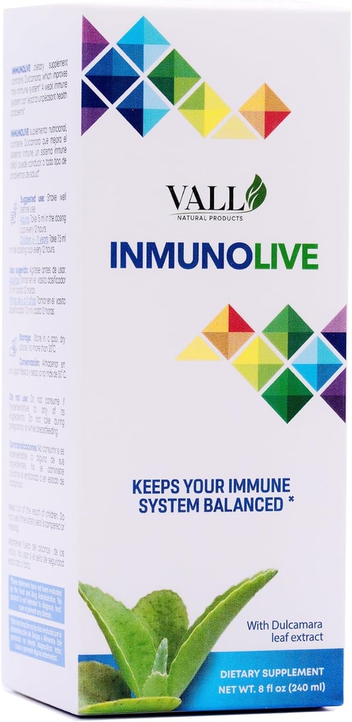 Vall-Inmunolive - Alfalfa 및 Dulcamara 구강 솔루션 - 8 fl oz (240 ml) 병 - 자연 Dulcamara & Alfalfa 추출물 산화 방지제 지원 - 24 개월 수명으로 액체 용량 측정