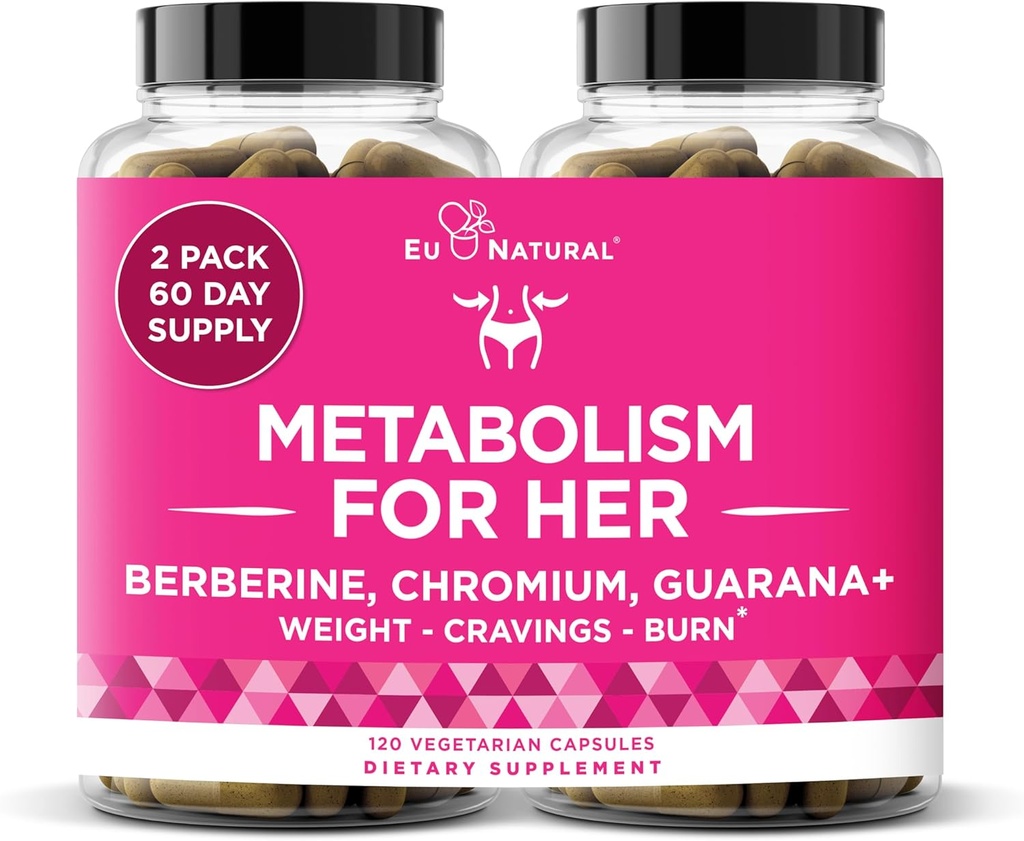 여성을위한 Metabolism - 여성을위한 Appetite & Metabolism 지원 - Curb Cravings, Caloric Intake 감소 & Fullness감 촉진 - Berberine, Chromium Picolinate & Guarana - 120 Veg 캡슐