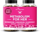 여성을위한 Metabolism - 여성을위한 Appetite & Metabolism 지원 - Curb Cravings, Caloric Intake 감소 & Fullness감 촉진 - Berberine, Chromium Picolinate & Guarana - 120 Veg 캡슐