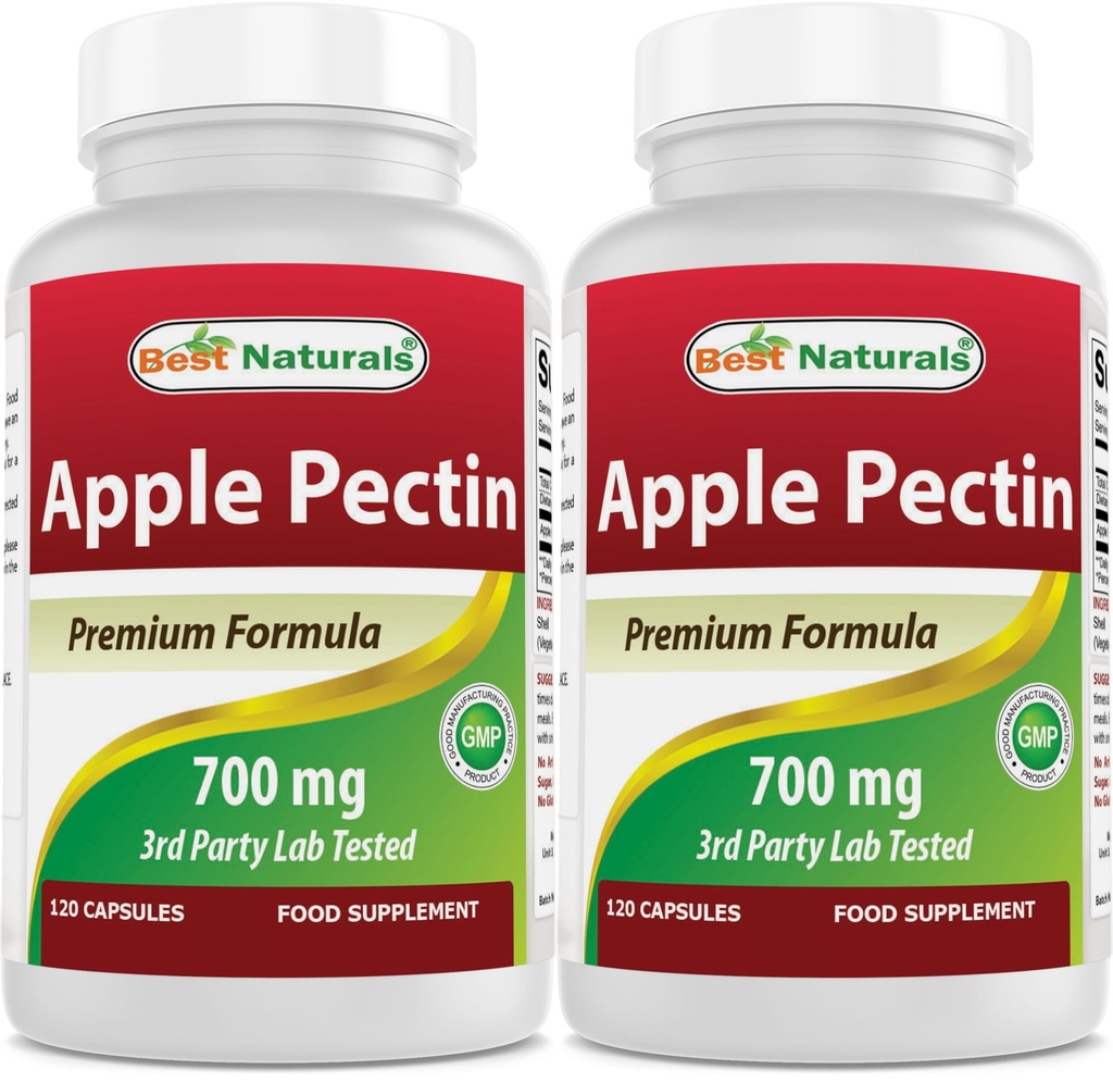 최고의 자연 Apple Pectin 700 mg - 규정식 섬유 - Intestinal Support - 120 캡슐 (120 개)