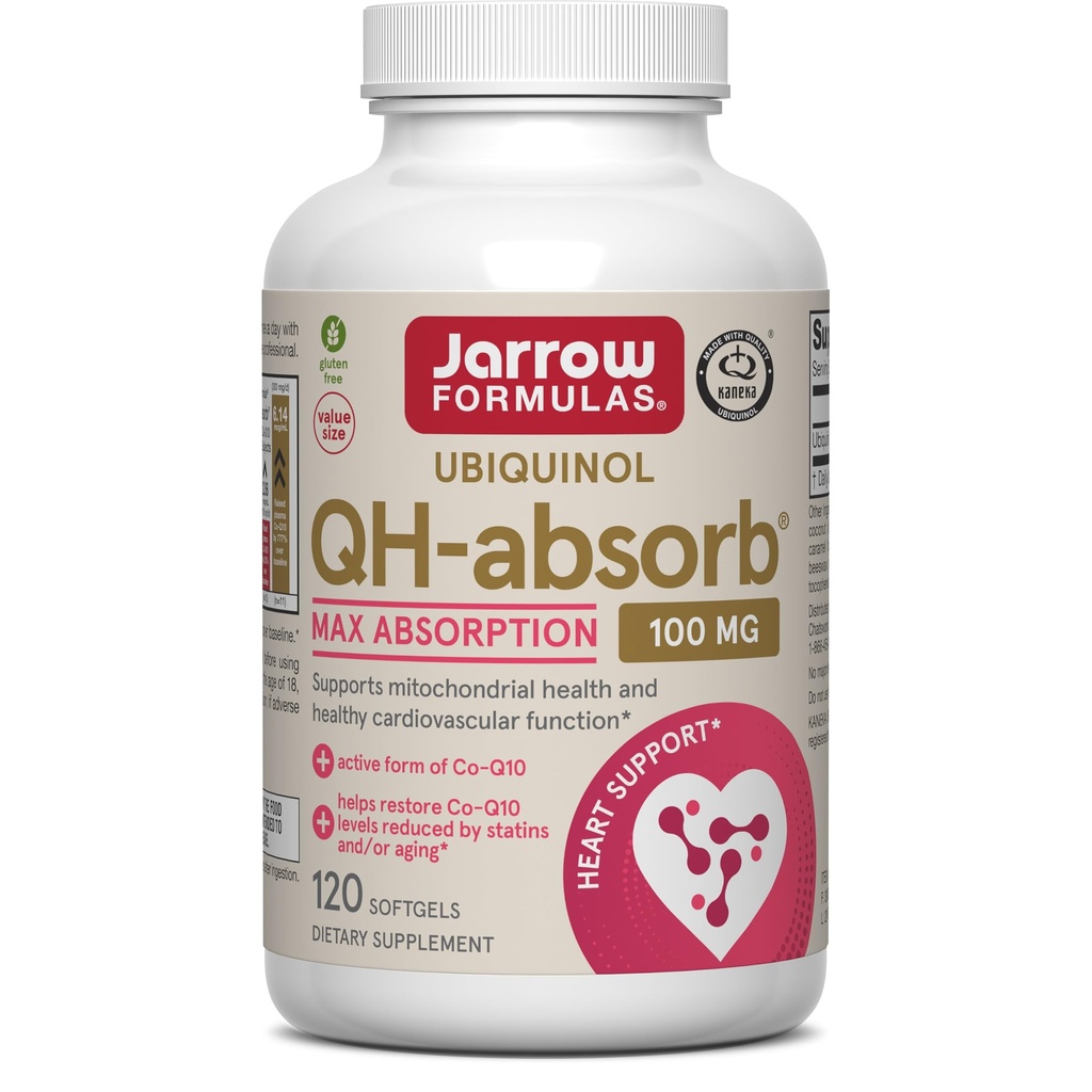 Jarrow 공식 QH-Absorb, 100 mg, 건강한 심장 혈관 기능을 위한 Ubiquinol 규정식 보충교재, 120 Softgels, 120 일 공급