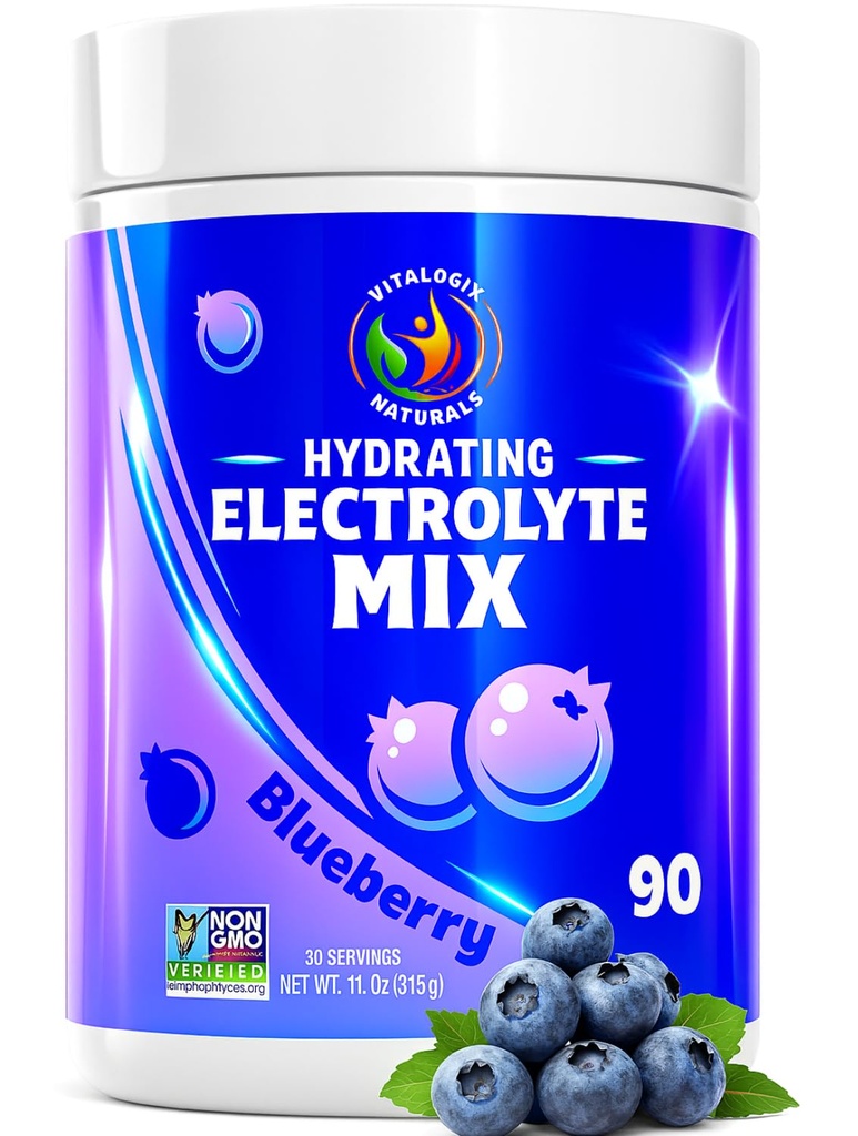 Blueberry Hydration Powder – Zero Sugar Electrolyte Drink Mix | 90 인분 | Keto, Vegan, Gluten-Free | 근육 회복, 에너지, 크림 릴리프 | 여성용 런너