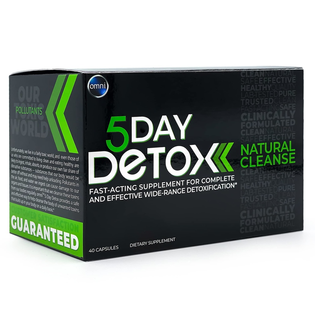 Wellgenix Omni 5 Day Detox Cleanse - 프리미엄 천연 바디 해독 보충, Toxin 제거를위한 40 캡슐, 총 바디 퍼지, 건강한 라이브, Kidneys, Urinary Tract, & 소화 시스템 지원