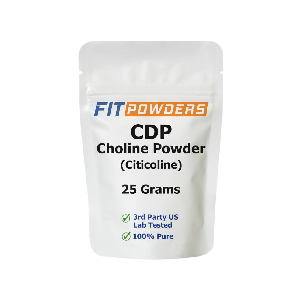 Citicoline 분말, CDP Choline 분말은 Scoop, Non-GMO, 기억과 학습 (25 그램)를 위한 Cognitive 보충교재로 순수한 분말