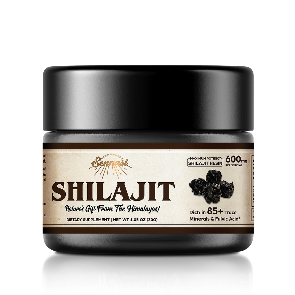 Shilajit 순수한 Himalayan 유기 Shilajit 수지 - 600mg 최대 힘 85+ 추적 무기물 & 에너지, 면역 지원, 30 그램 (1 팩)를 위한 Fulvic 산을 가진 자연적인 유기 Shilajit 수지