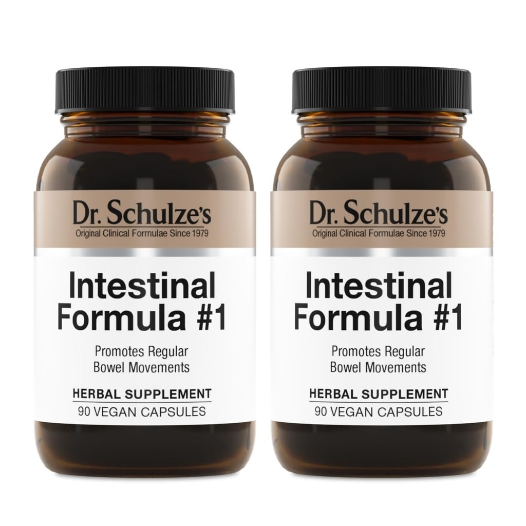 Schulze의 Intestinal Formula #1 - 대령 건강 지원을위한 Bowel 운동 보충 - Bloating & Constipation Aid - Intestinal Cleanse - 모든 자연 - 식물 기반 - Vegan - 90 카운트 (2 팩)