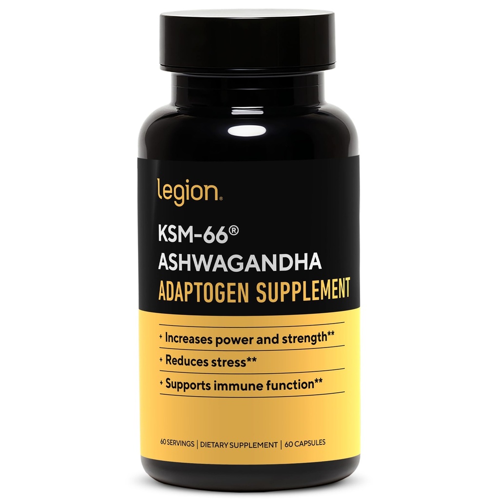 LEGION KSM-66® Ashwagandha 뿌리 추출물 - Ashwagandha 뿌리 분말 보충 당신의 계류, 수면 및 운동 성과를 개량하기 위하여 - 여분 힘 Ashwagandha 뿌리 추출물 (60의 서빙)