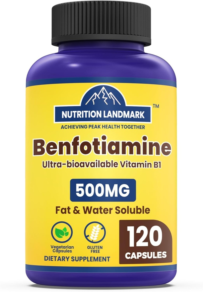 비타민 B1 Benfotiamine, 봉사 당 500mg, 120의 캡슐, 반점 & 수용성 비타민 B1, 글루텐 자유로운, 비 GMO, 채식주의자