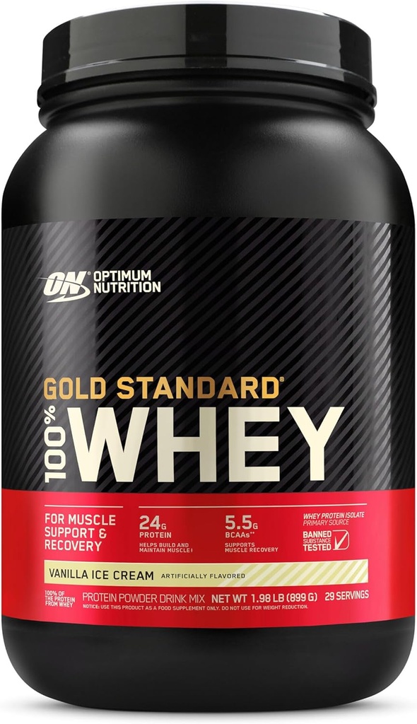 최적 영양 골드 표준 100 % Whey Isolates, 바닐라 아이스크림 - 2 파운드의 Whey Protein Powder