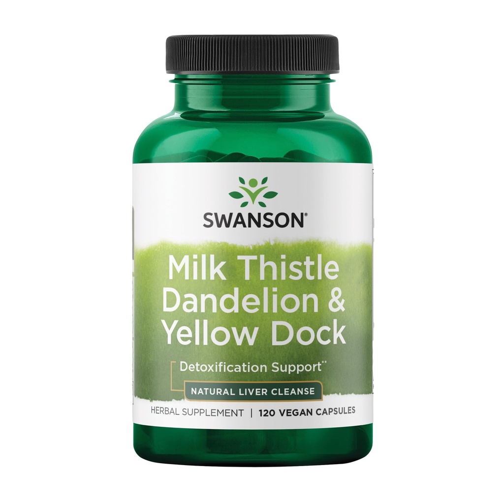 Swanson Milk Thistle, Dandelion & Yellow Dock - Herbal Liver Support Supplement - 전반적인 건강을 유지하는 데 도움이되는 천연 보충 - (120 캡슐) (1 팩)