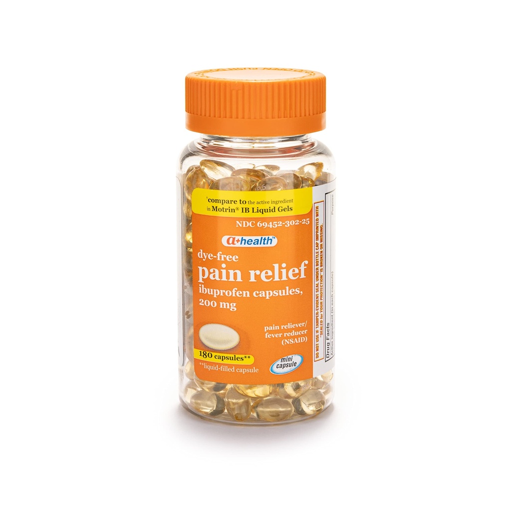 A+Health 염료 자유로운 Ibuprofen 200 Mg 소형 Softgels의 고통 Reliever/Fever 흡진기 (NSAID), 180 조사