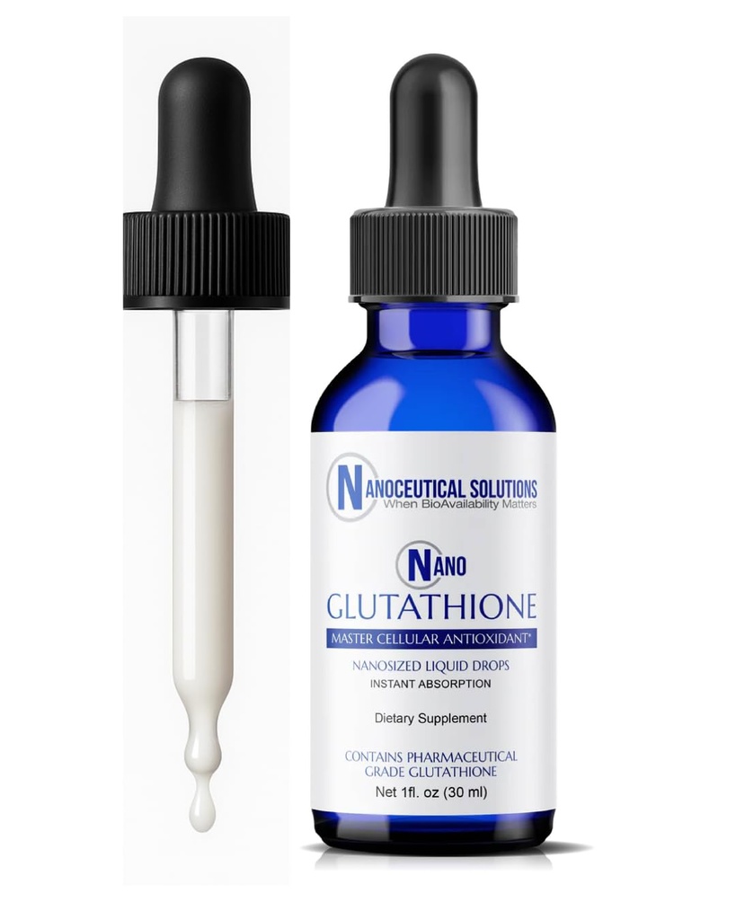 Nanoceutical Solutions의 나노 글루타티온 드롭, 제약 학년 액체 보충, 울트라 효율적인 흡수, 글루타티온 캡슐보다 8 배 높은 8 배까지 | 30 서빙