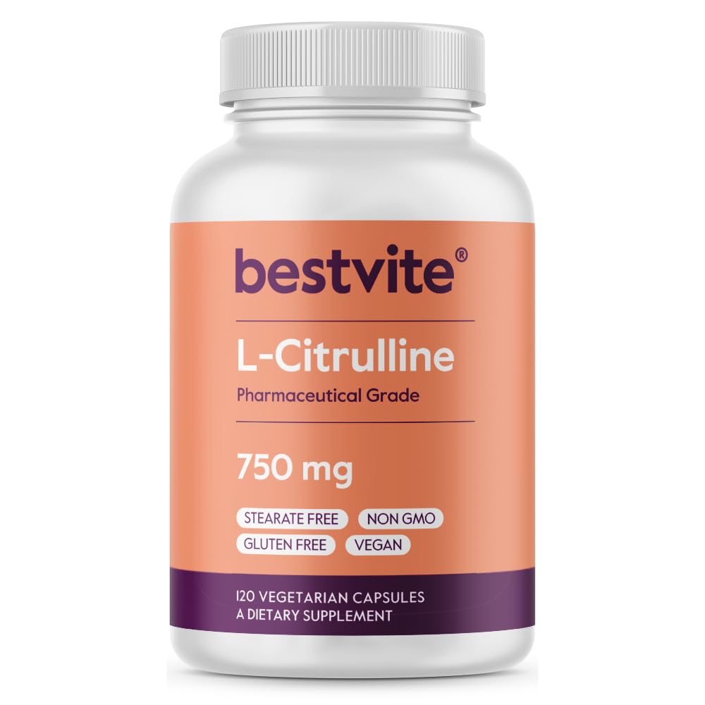 BESTVITE L-Citrulline 캡슐 당 750mg (120 채식 캡슐) - NO Stearates - 실리카 없음 - 필러 없음 - 비 GMO - 글루텐 무료 - Vegan