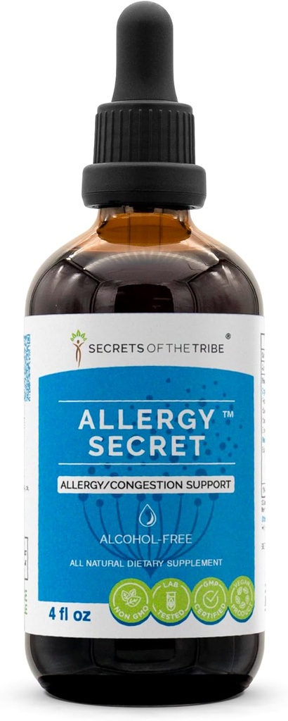 Allergy 비밀 알코올 무료 추출물, 아연, Glycerite 로즈마리, Mullein 잎, Marshmallow, Sting Nettle, Eyebright. 알레르기 / 소화 지원 (4 FL OZ)