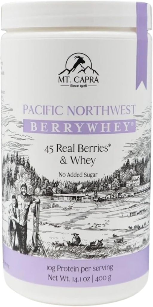 캐라 Pacific Northwest BerryWhey | 현지 재배 블루베리, Aronia Berry, Goat Whey Protein | 10 인분 - 14.1 온스