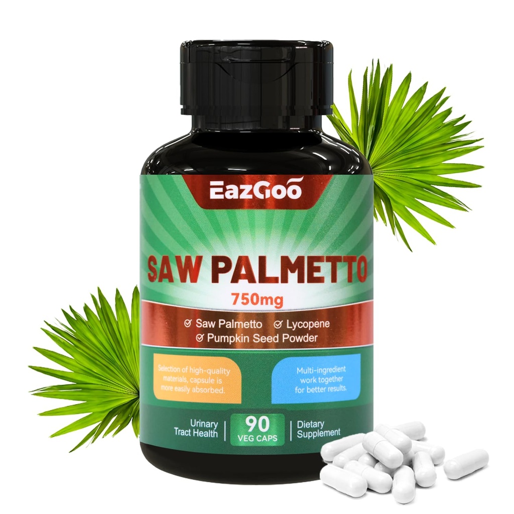 톱 팔로토 보충교재, 톱 팔로토 추출물 750mg, Lycopene와 더불어, 호박씨 분말, 남자와 여자를 위한, 비 GMOs & 글루텐, Vegan, 90의 조사 캡슐