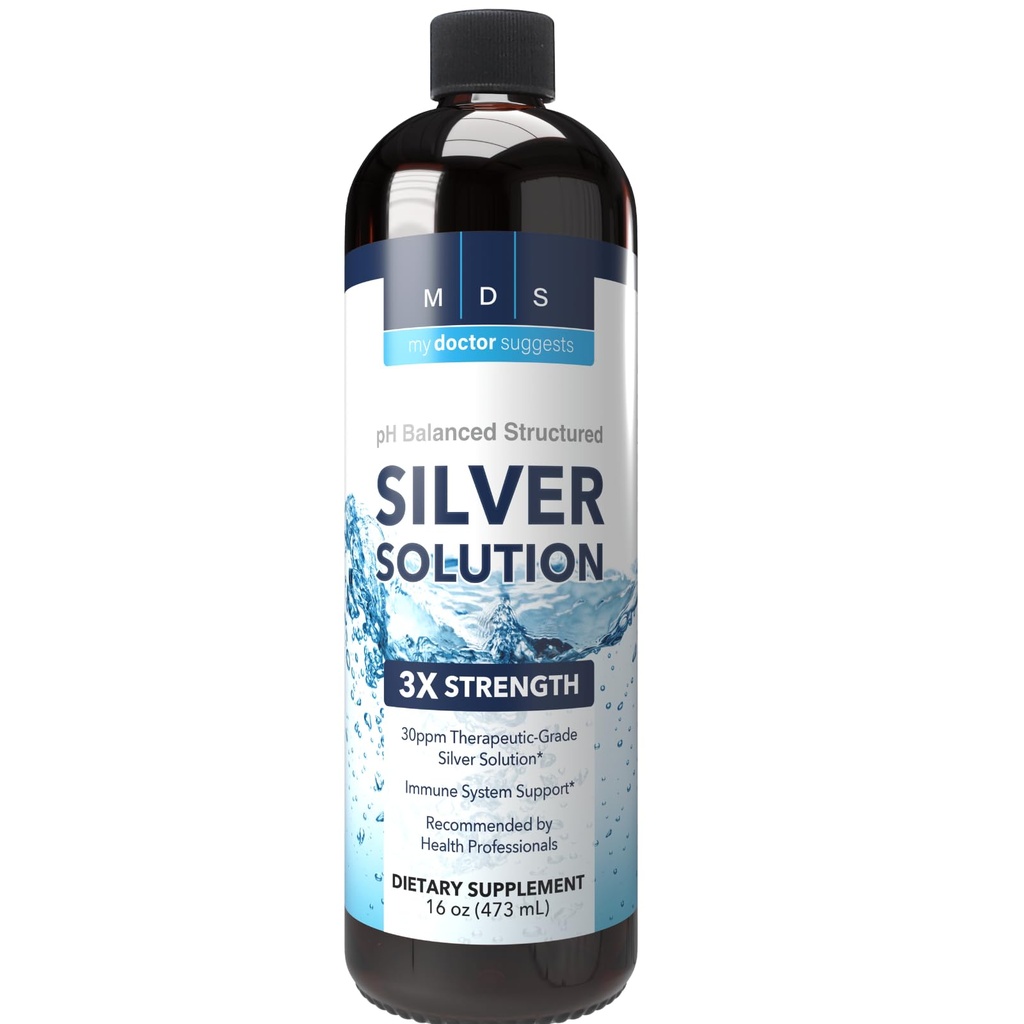 Alkaline Structured Silver Liquid Supplement 30ppm - Immune 및 Gut Health Support - 추가 강도 구조화 콜로이드 실버 미네랄 보충제 - 미국에서 제작 (16 oz)