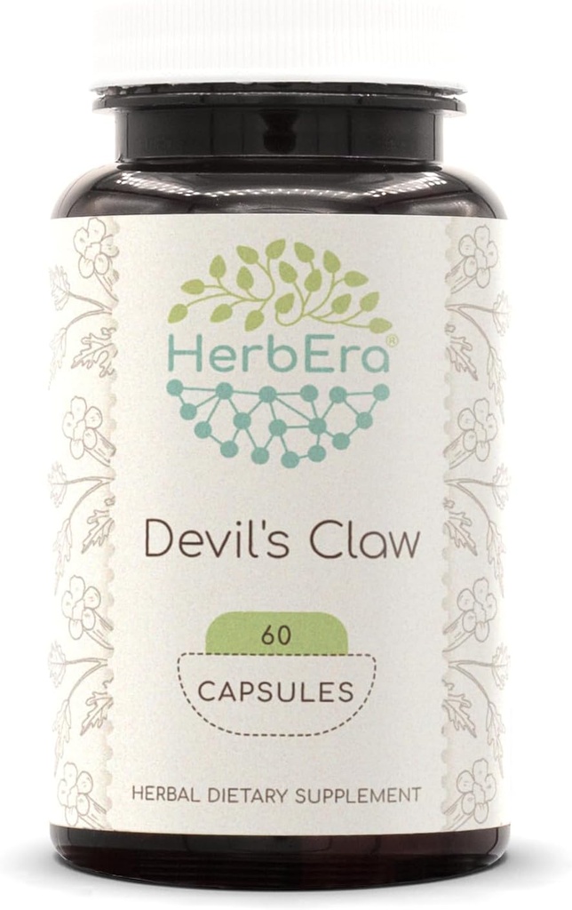 HerbEra Devil's Claw 60 캡슐, 500 mg, Devil's Claw (Harpagophytum Procumbens) 건조 뿌리 (60 캡슐)