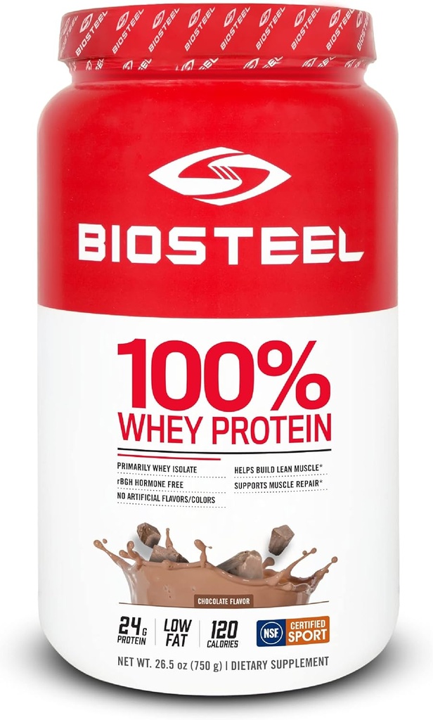 BioSteel 스포츠 초콜릿 100 % Whey Protein Powder 보충, rBGH 호르몬 무료 & Non-GMO 포스트 운동 공식, 25 서빙, 25.5 Ounces, 스포츠 용 NSF