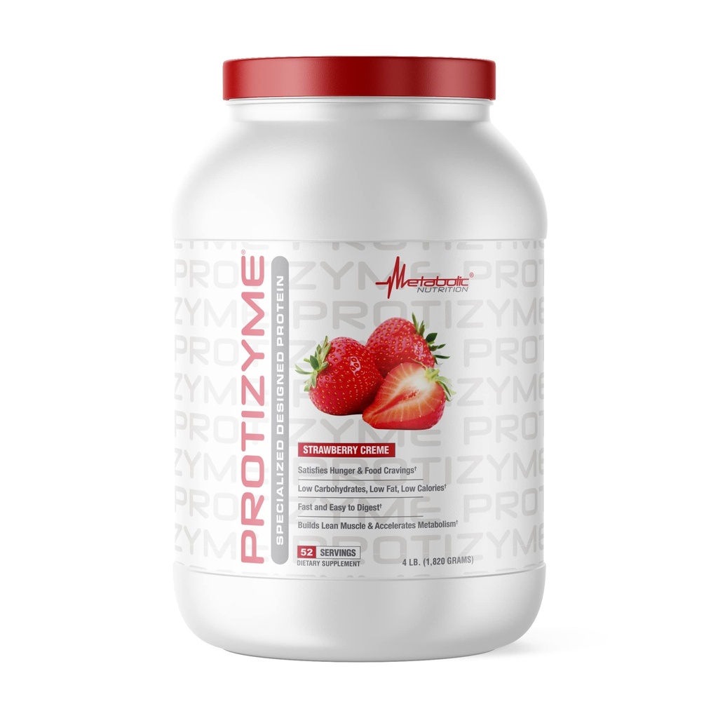 대사 영양, Protizyme, 100 % Whey Protein Powder, 고단백, 저탄소, 저지방 Whey Protein, 소화 효소, 24 필수 비타민 및 미네랄, 4 파운드 (52 ser)