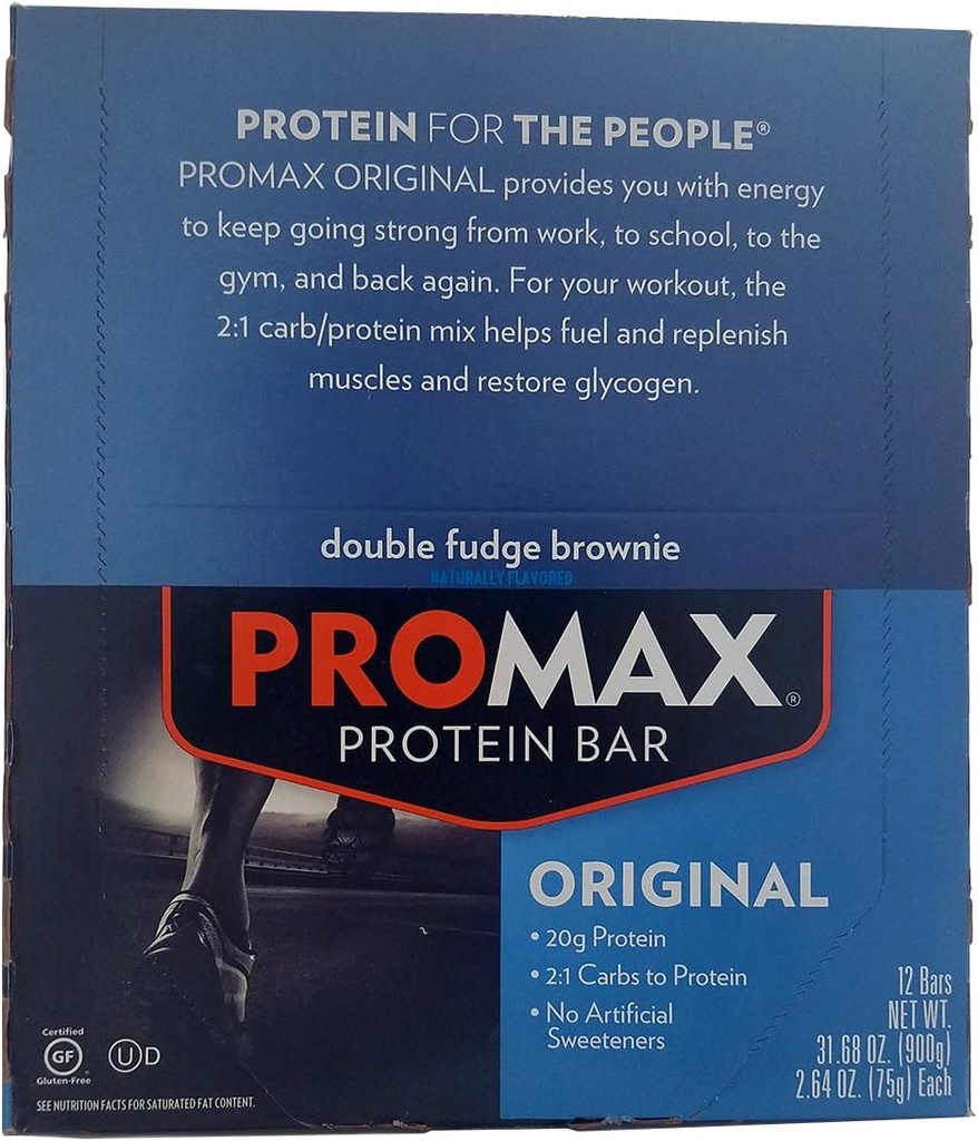 Promax Protein Bar Double Fudge Brownie - 12 - 2.64 온스 (75g) 바 [31.68 온스 (900g)]