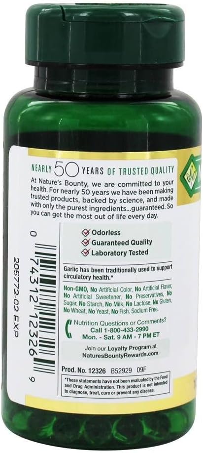 자연의 Bounty 마늘 추출물 1000 mg, 100 급속한 방출 Softgels (2의 포장)