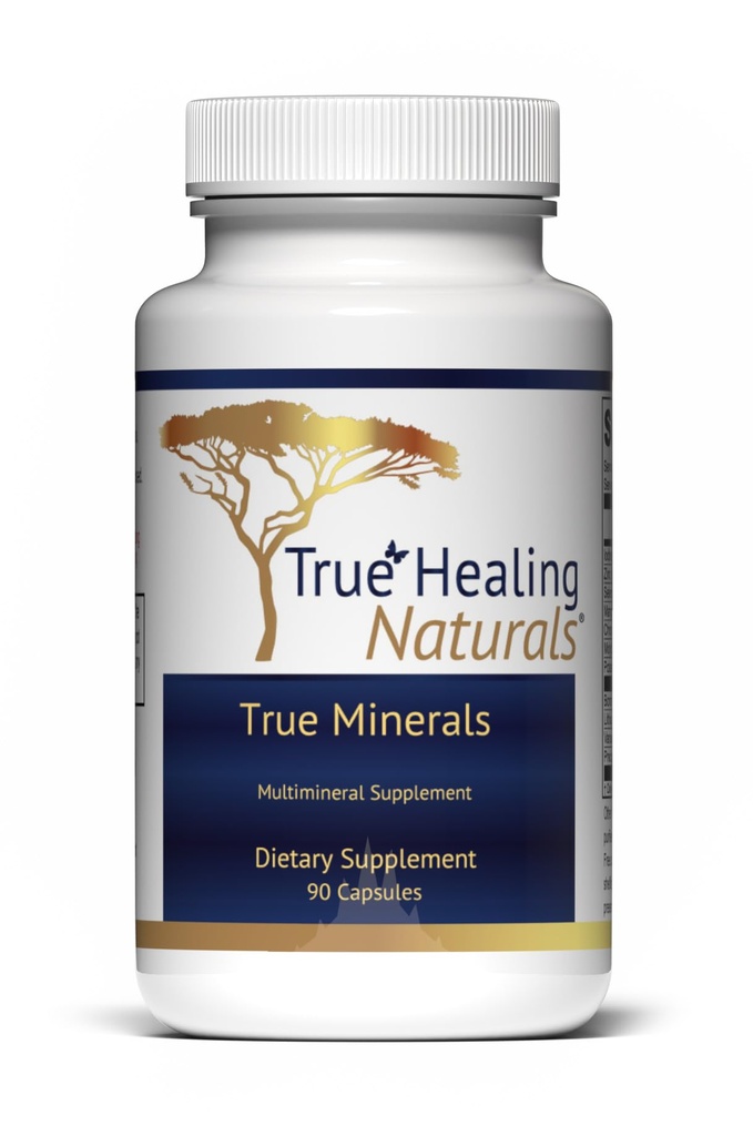 True Healing Naturals - True Minerals 보충, Gut & Heart Health 홍보, 90 채식 캡슐