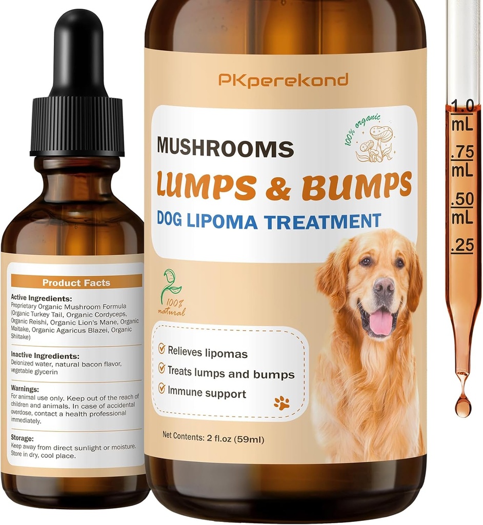 Dog Lumps and Bumps Supplement, Turkey Tail Mushroom Guard for Dog Lipomas, Organic 7 Mushroom Complex Drops, Shiitake Mushrooms, Reishi, Lion's Mane와 Buddy에 대한 면역력 및 에너지