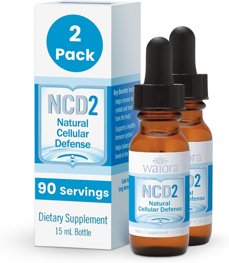 Waiora NCD2 활성화 액체 비석 드롭, 식품/음료, 천연 바디 클렌징 및 Immune 지원 촉진, 모든 자연, pH 밸런스 비석 액체 드롭 - 2 병 (0.5 oz. ea.) 180 serv.