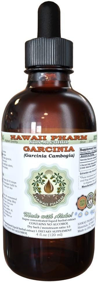 순수한 Garcinia 알콜 자유로운 액체 추출물, 유기 Garcinia (Garcinia cambogia)에 의하여 말린 과일 Glycerite 하와이 Pharm 자연적인 초본 보충교재 2 fl.oz