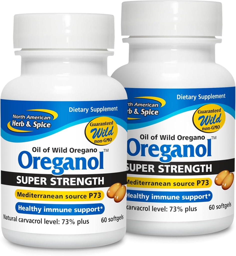 북미 허브 및 향 슈퍼 강도 Oreganol P73 - 2, 60 Softgels 팩 - 면역 시스템 지원 - Vegan Friendly Wild Oregano - Non-GMO - 120 총 서빙