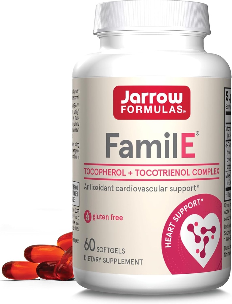 Jarrow Formulas Famil-E - Heart & Cardiovascular Health를 홍보하십시오. - Gamma Tocopherol & Tocotrienols - 60 Softgels의 모든 8 회원을 포함합니다.
