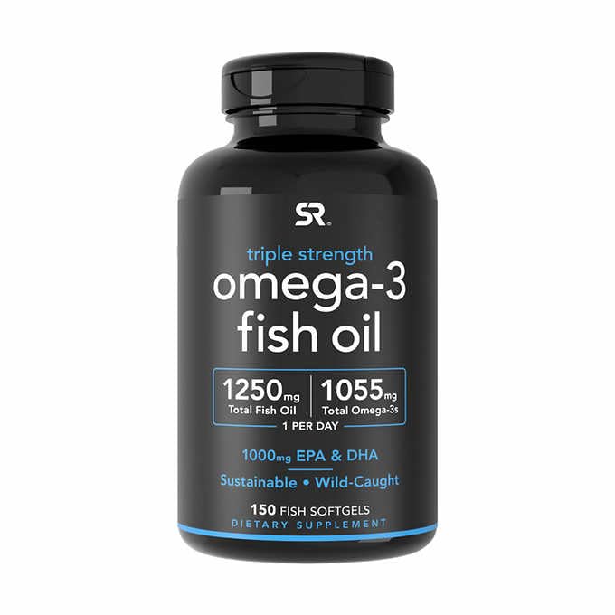 스포츠 연구 트리플 힘 Omega 3 물고기 기름 - Burpless 물고기 기름 보충교재 W/EPA & 야생 잡힌 물고기에서 DHA 지방산 - 심장, 남자 & 여자를 위한 두뇌 & 면역성이 있는 지원 - 1250 mg, 150 ct
