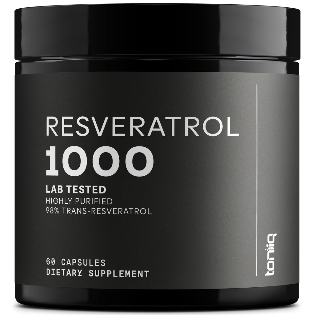 매우 높은 효능 세 번째 부품 테스트 트랜스 레스버라트롤 1000mg - 98 % 순수, 높은 순화 및 생물 가능 - Resveratrol Polygonum 뿌리 추출물 - 60 캡슐