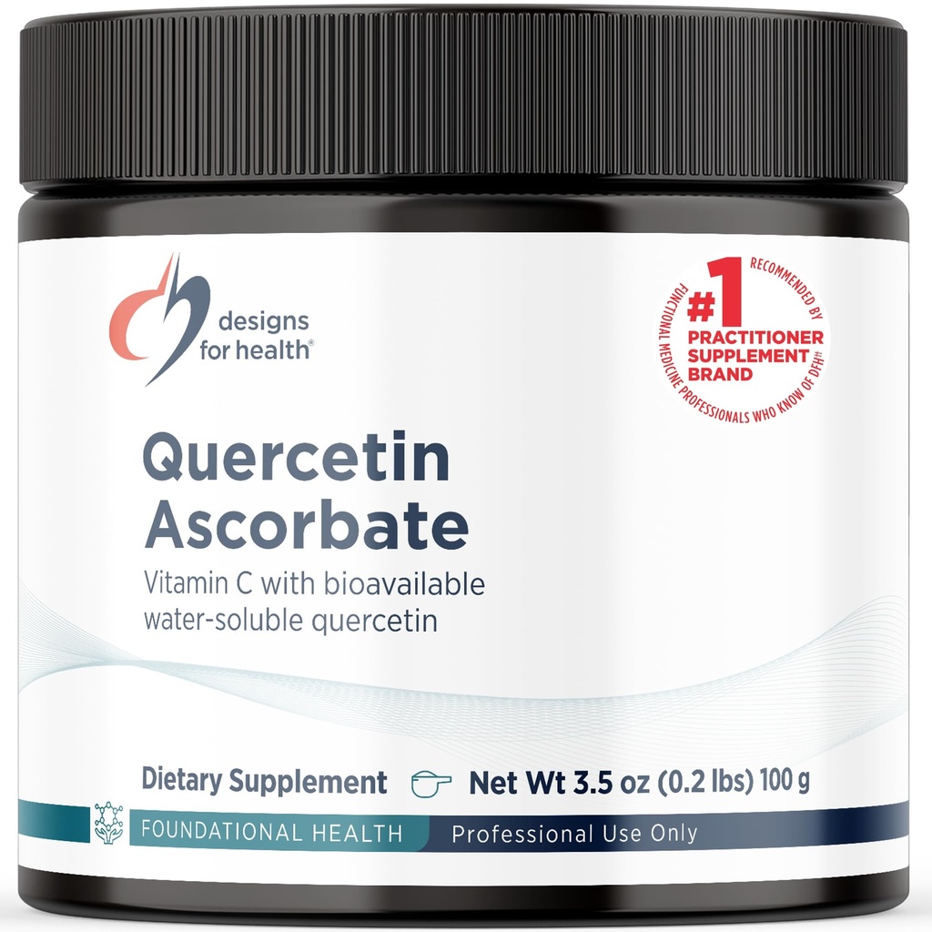 건강 Quercetin-Ascorbate 분말을 위한 디자인 - 240mg QuerceSOLTM 보충교재 - 지원 정상적인 Histamine 응답을 돕는 비타민 C - 쉬운 음료 추가에서, Vegan (77 서빙/100g)