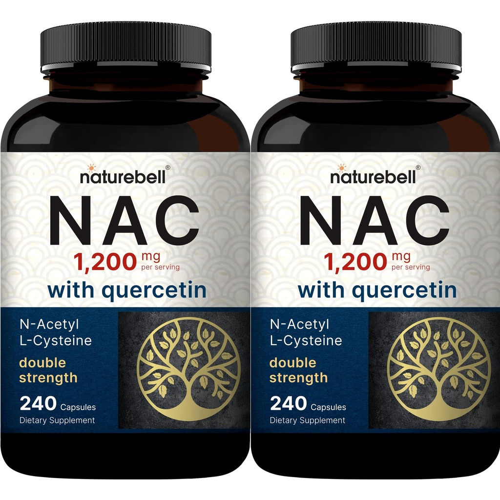 2 팩 NAC 보충 (N-Acetyl Cysteine)와 Quercetin, 서빙 당 1,200mg, 480 캡슐 | 두 배 힘 산화 방지제는 면역, 간결, & 폐 건강에 대한 지원 – 비 GMO