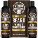 Viking Revolution은 Argan Oil과 Jojoba Oil을 가진 남자를위한 세탁 및 Beard 컨디셔너 - Beard Softener 및 Strengthener Beard Care Beard 샴푸 및 컨디셔너 - Beard Oil (10oz, Sweet Tobacco)