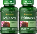Puritan의 Pride 프리미엄 Echinacea 천연 허브 초본 보충 400mg, 건강, 면역 체계 지원, 200 급속한 방출 캡슐, 2 팩을 위한 규정식 보충교재